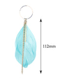 Women's Bohemian Feather Bar Link Chain Dangle Pierced Earrings