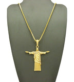 Stone Stud Vestment Christ the Redeemer Pendant w/ Chain Necklace