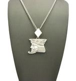 Polished Poker King pendant w/3mm 24" Cuban Chain Necklace