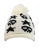 NYfashion101 Two Tone Handmade Skull & Star Knitted Pom Pom Beanie Hat