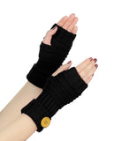 NYfashion101 Exclusive Women's Fingerless Short Arm Warmer w/ Button Accent