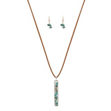 Women's Stone Collection Pendant Faux Suede Necklace and Earrings Set