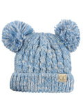 C.C Kids' Children's Cable Knit Double Ear Pom Cuffed Beanie Cap Hat