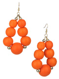 Women's Wooden Ball Bead Hoop Dangle Pierced Earrings, Color