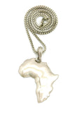 Polished Africa Continent Pendant with 2mm 24" Box Chain Necklace, Silver-Tone