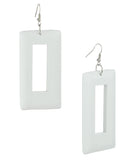 Women's Geometric Open Rectangle Wood Dangle Pierced Earrings