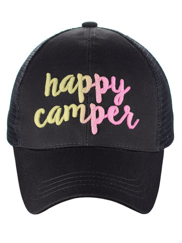 C.C Ponycap Color Changing Embroidered Quote Adjustable Trucker Baseball Cap, Happy Camper