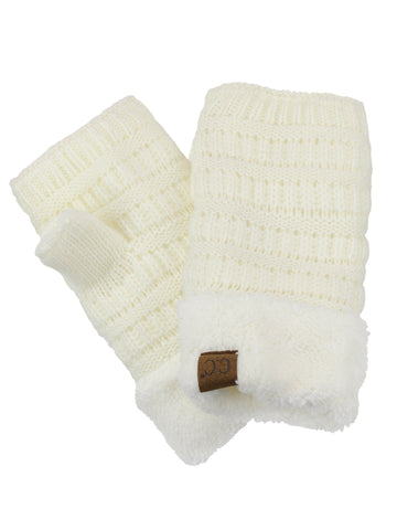 C.C Women's Warm Knit Fingerless Half Finger Fleece Lined Winter Gloves
