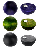 Women's Fashion Chic Wood Ball Stud Pierced Earrings 3 Pair Set, Dark Purple/Olive/Black