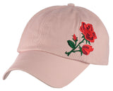 Side Embroidered Rose Adjustable Low Profile Baseball Dad Cap Hat