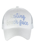 C.C Ponycap Color Changing Embroidered Quote Adjustable Trucker Baseball Cap, Resting Beach Face