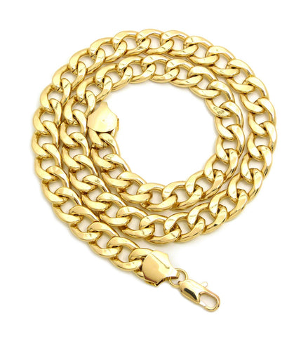 Women's Hip Hop Rapper's style 11mm Cuban Chain Necklace in Gold-Tone, 24"
