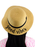 C.C Children's Weaved Crushable Beach Embroidered Quote Flop Brim Sun Hat