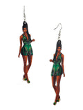 Women's Exquisite African Ebony Model Dangle Pierced Earrings, Summer Dress