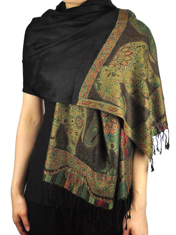 NYFASHION101 Women's Large Soft Embroidered Elephant Scarf Shawl Wrap