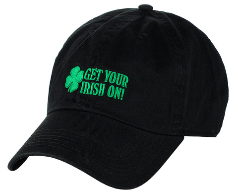 D&Y St. Patrick's Day Embroidered Quote Lucky Clover Low Profile Baseball Cap, Get Your Irish On