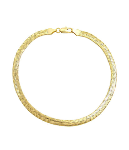 Women's 5mm 10" Herringbone Chain Anklet in Gold-Tone