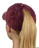 Ponyflo Ponytail Messy High Bun Distressed Adjustable Cotton Baseball Cap