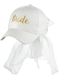 C.C Women's Bridal Metallic Gold Embroidered Adjustable Lace Veil Baseball Cap, Bride