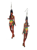 Women's Exquisite African Ebony Model Dangle Pierced Earrings, Summer Dress