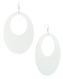 Women's Large Oval Flat Wood Dangle Pierced Earrings