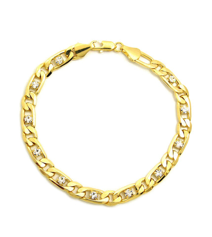 Women's 8mm 10" Iced Out Figaro Chain Anklet in Gold-Tone