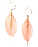 Women's Bohemian Feather Bar Link Chain Dangle Pierced Earrings