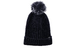 D&Y Warm Knit Chenille Cuffed Style Beanie with Cute Faux Fur Pom