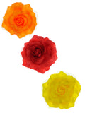 Women's Multifunction Rose Flower Sheer Petal Brooch Pin Hair Tie Clip Set of 3, Orange/Red/Yellow