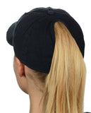 Ponyflo Ponytail Messy High Bun Distressed Adjustable Cotton Baseball Cap