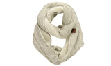 C.C Women's Winter Cable Knit Sherpa Lined Warm Infinity Pullover Scarf