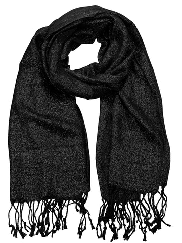NYFASHION101 Women's Sheer Metallic Braided Tassel Ends Scarf Shawl Wrap