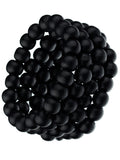 Women's Stackable 4 Piece Wood Bead Fashion Stretch Bracelet, Black