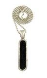 Stone Stud Black Accent Skateboard Pendant with 3mm 27" Ball Chain Necklace, Silver-Tone