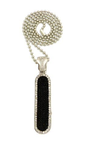 Stone Stud Black Accent Skateboard Pendant with 3mm 27" Ball Chain Necklace, Silver-Tone