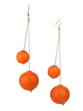 Women's Fashion Dual Wooden Ball Dangle Pierced Earrings