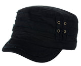 Unisex Cotton Distressed Layered Frayed Cadet Military Cap