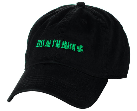 D&Y St. Patrick's Day Embroidered Quote Lucky Clover Low Profile Baseball Cap, Kiss Me I'm Irish