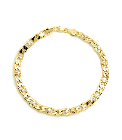 Women's 7mm 10" Iced Out Figaro Chain Anklet in Gold-Tone