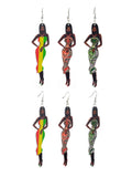 Women's Exquisite African Ebony Model Dangle Pierced Earrings Set, Batik Dress