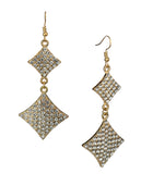 Women's Dual Kite Stone Stud Dangle Pierced Earrings, Gold-Tone