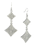 Women's Dual Kite Stone Stud Dangle Pierced Earrings, Silver-Tone