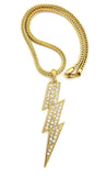 Colored Stone Lightning Bolt Pendant with 4mm 18" Franco Chain Necklace