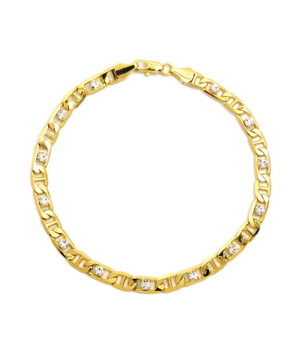 Women's 6mm 10" Iced Out Mariner Chain Anklet in Gold-Tone