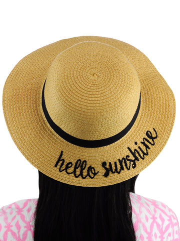 C.C Children's Weaved Crushable Beach Embroidered Quote Flop Brim Sun Hat