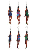 Women's Exquisite African Ebony Model Dangle Pierced Earrings Set, Summer Dress