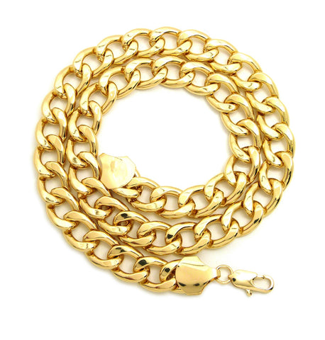 Women's Hip Hop Rapper's style 15mm Cuban Chain Necklace in Gold-Tone, 30"
