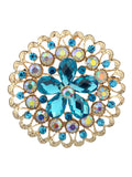 NYFASHION101 Elegant Formal Star Flower Rhinestone Studded Round Brooch Pin, AMethyst/Silver-Tone