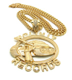 No Limit Records Tank Hollow Pendant with  6mm 24" Cuban Chain Necklace, Gold-Tone