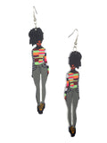 Women's Exquisite African Ebony Model Dangle Pierced Earrings, Multi Outfit